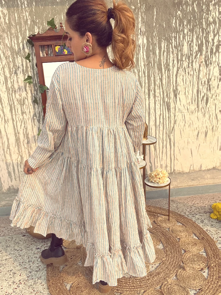 White Stripped Blue Short Dress-4.webp